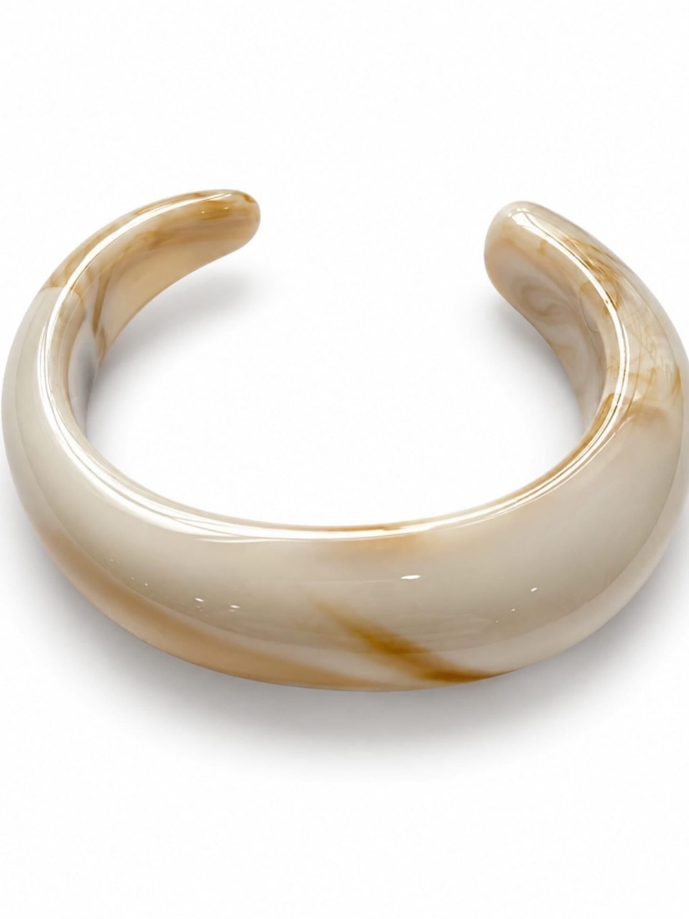 New mayamar Polished Marbled Cream and Tan Resin Cuff Bracelet - Women Jewelry